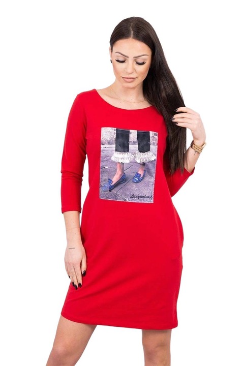 Дамска рокля, One Size, Памук, червена