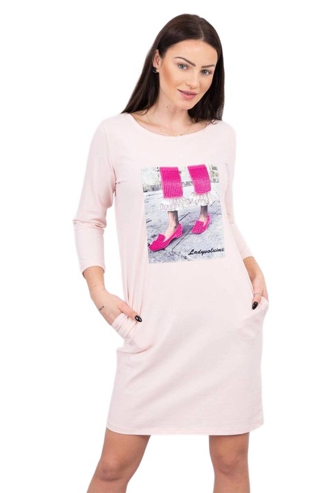 Дамска рокля, One Size, Памук, пудрово розово