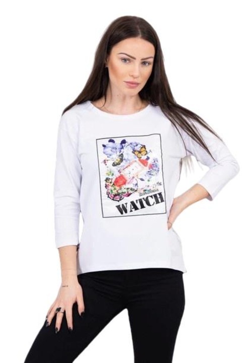 Дамска блуза One Size, памук, бяла