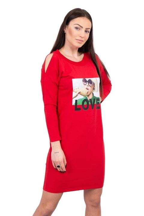 Дамска рокля, One Size, памук, червена