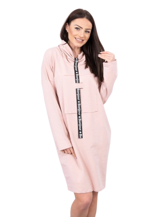 Дамска рокля, Памук/Еластан, Розова, Един размер