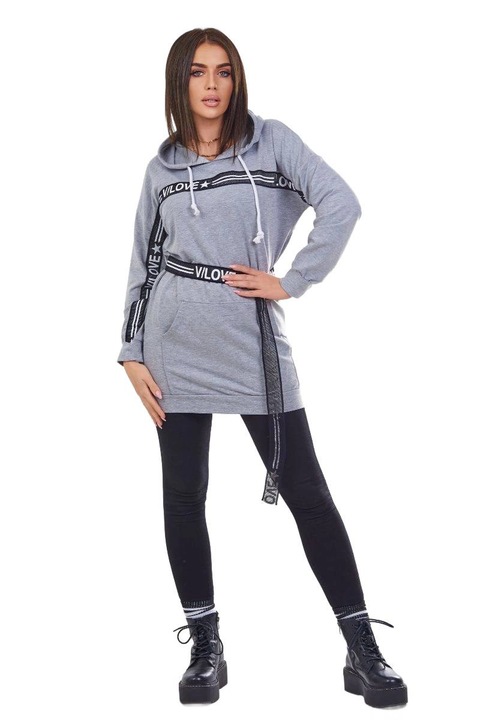 Rochie dama, Bumbac/Elastan, Gri, Marime unica