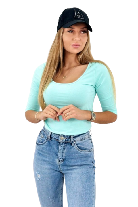 Bluza casual dama, Bumbac/Elastan, Turcoaz, Marime unica