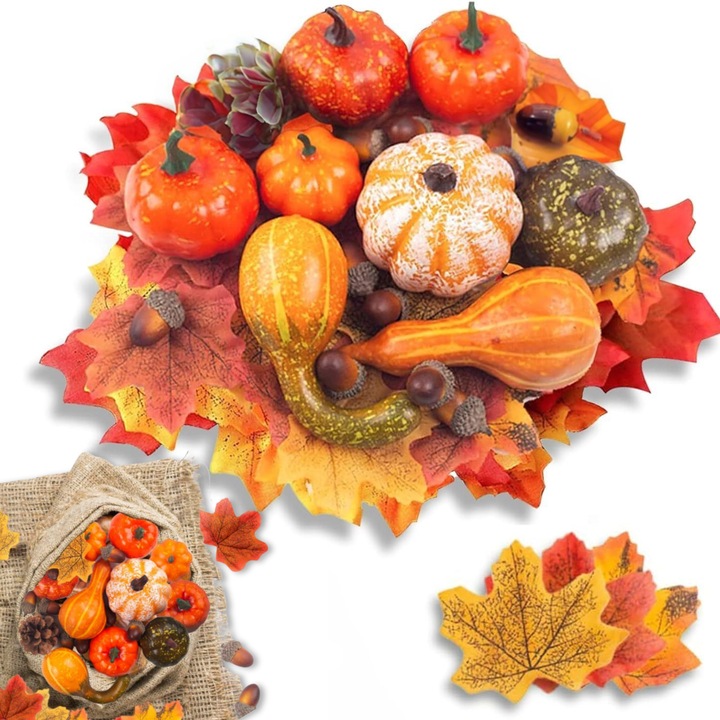 Őszi díszkészlet, Openhome, tartós és újrafelhasználható, 48 darabból, különböző formájú és méretű, többszínű