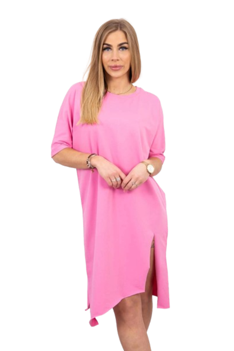 Rochie oversize, roz deschis, bumbac/elastan, One Size