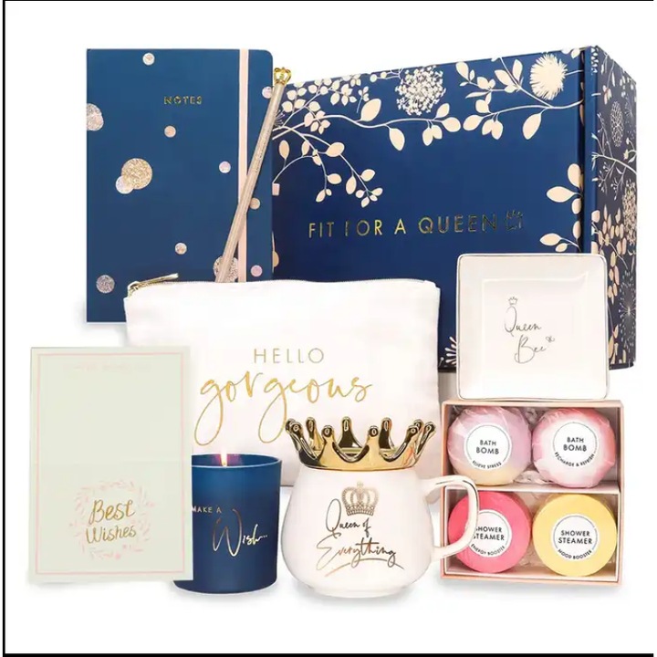 Set cadou pentru femeie, 10 piese, Cana, Bomba de baie si saruri, Masca de somn, Sosete pufoase, Lumanare parfumata, Spa, Relaxare, Cadou pentru Ziua Indragostitilor, Ziua Mamei, Craciun, Ziua de nastere - Fiu, Regina