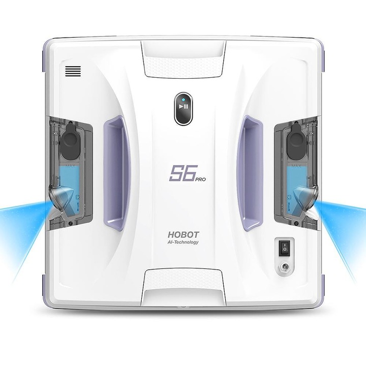 Robot autonom curatare geamuri cu 2 pulverizatoare HOBOT S6 Pro, Aplicatie mobila, Mopuri cu vibratii duble