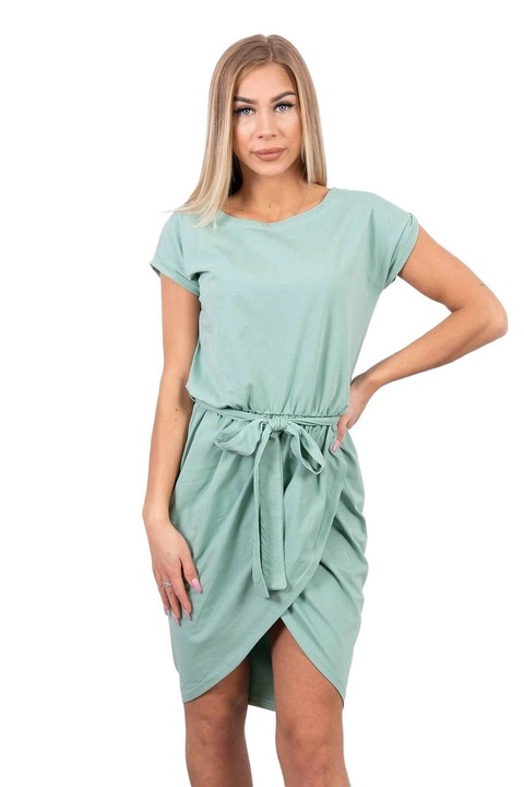 Рокля завързана с панделка, тъмнозелена, универсални размери