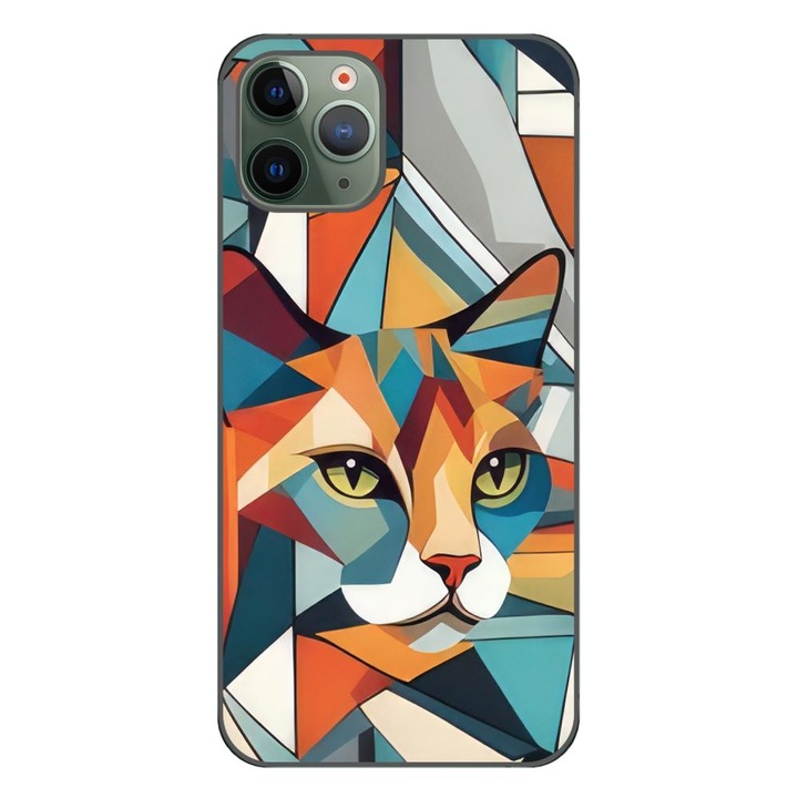 Кейс, съвместим с Apple iPhone 11 Pro Max Silicon Gel Tpu Модел Cubic Cat Арт