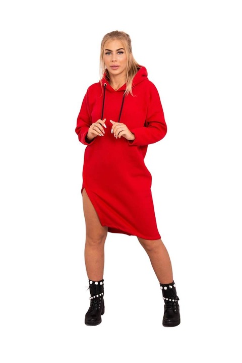 Рокля с качулка, червена, универсален размер, 90% памук, 10% еластан, 64x106см
