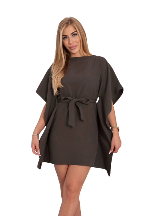 Оувърсайз рокля в цвят каки, връзваща се на талията, с размери 55х85см