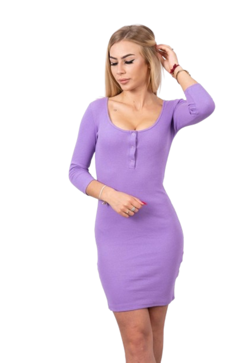 Лилава рокля с деколте универсален размер 90% памук 10% еластан 35х87см