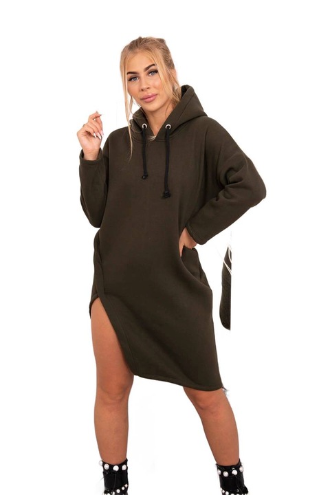 Рокля с качулка, каки, универсален размер, 90% памук, 10% еластан, 64х106см
