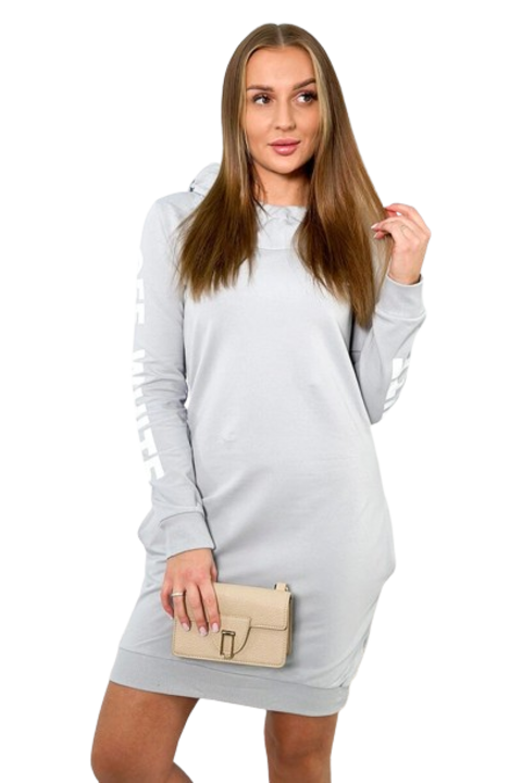 Памучна рокля, сива, фабрично качество, One Size INTL