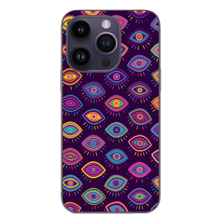Капак, съвместим с модел Apple iPhone 14 Pro Silicon Gel Tpu Tribal Eyes