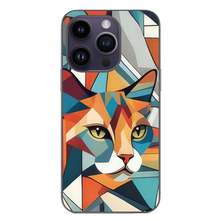 Кейс съвместим с Apple iPhone 14 Pro Silicone Gel Tpu Модел Cubic Cat Арт