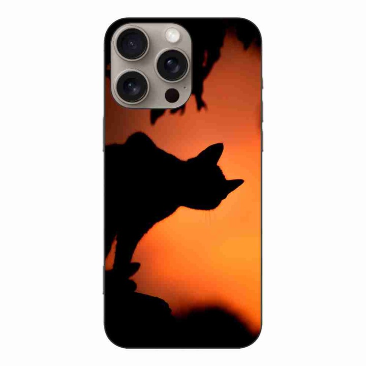 Калъф, съвместим с Apple iPhone 16 Pro Max Silicone Gel Tpu Модел Halloween Black Cat