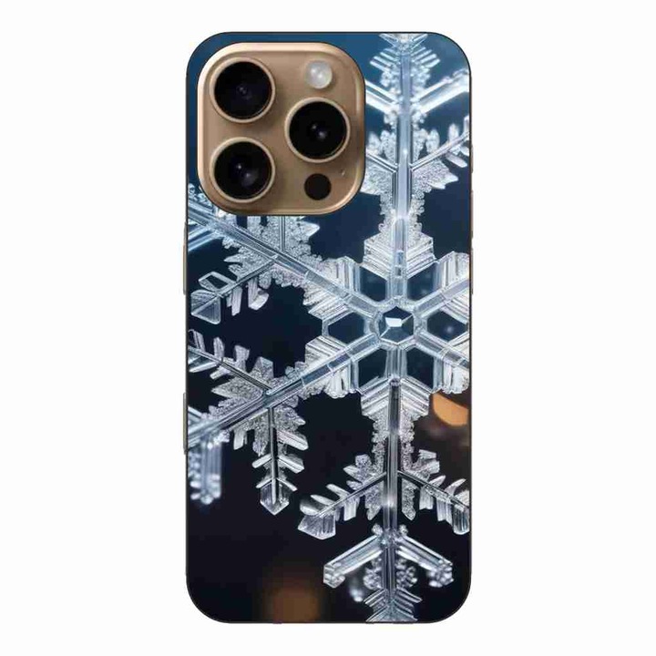 Кейс, съвместим с Apple iPhone 16 Pro Silicon Gel Tpu Модел Big Snowflake