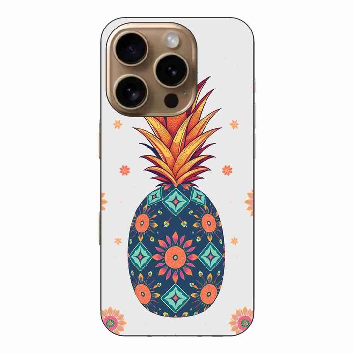 Калъф, съвместим с модел Apple iPhone 16 Pro Silicon Gel Tpu Floral Pineapple