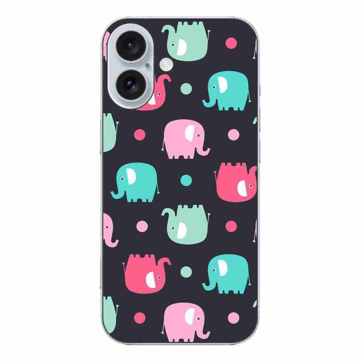 Husa compatibila cu Apple iPhone 16 Silicon Gel Tpu Model Pattern Elefant