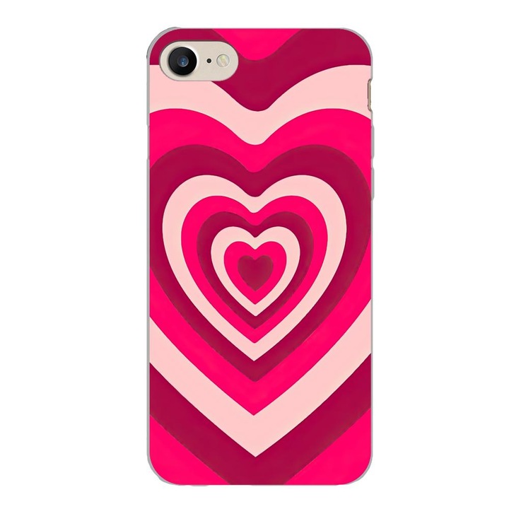 Husa compatibila cu Apple iPhone 7, iPhone 8, iPhone SE 2020 Silicon Gel Tpu Model Powerpuff Girls Heart Deep Pink