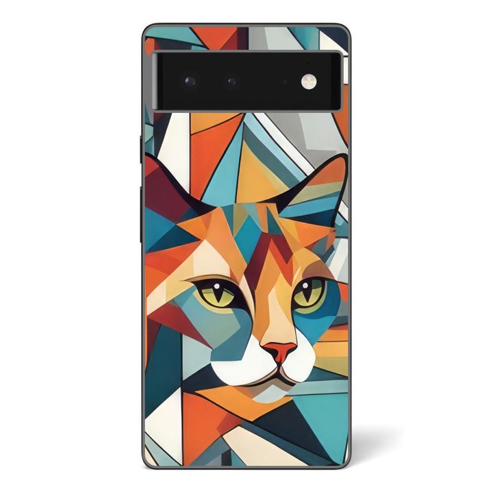 Кейс съвместим с Google Pixel 6 Silicon Gel Tpu Модел Cubic Cat Арт