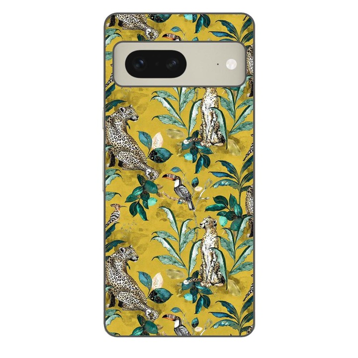 Husa compatibila cu Google Pixel 7 Silicon Gel Tpu Model Yellow Jungle Pattern