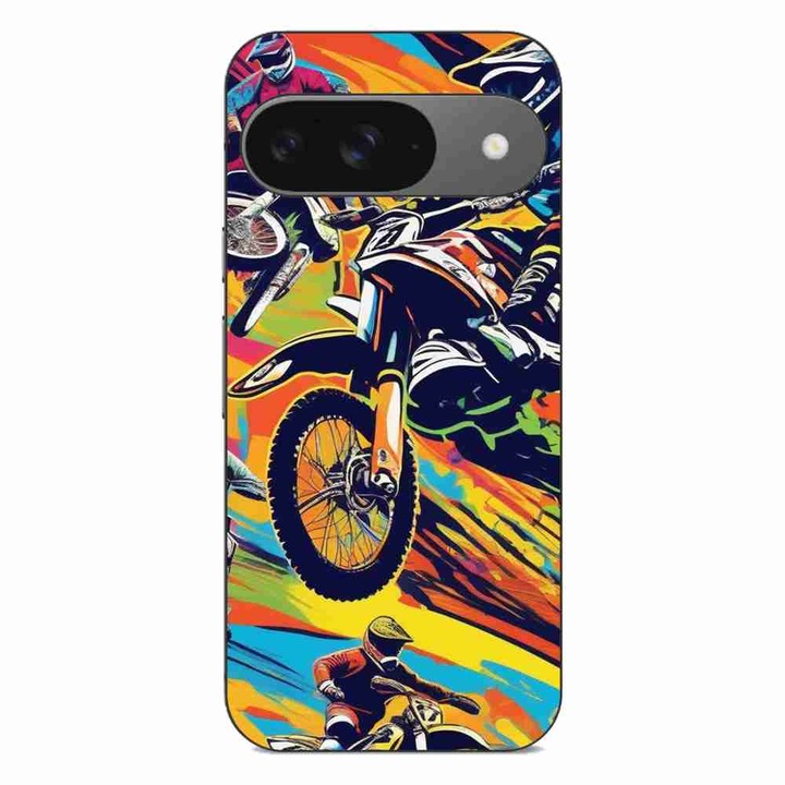 Husa compatibila cu Google Pixel 9 Pro Silicon Gel Tpu Model Motocross Pop Art