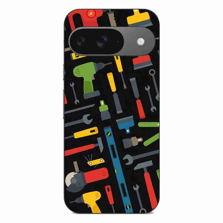 Калъф, съвместим с Google Pixel 9 Pro Silicon Gel Tpu Model Tools Pattern