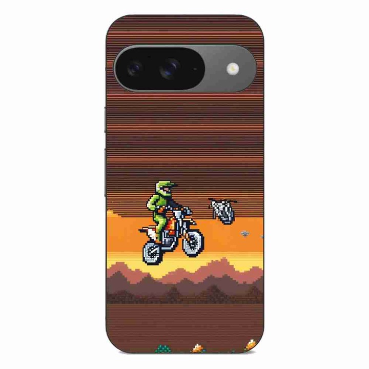 Husa compatibila cu Google Pixel 9 Silicon Gel Tpu Model Pixel Art Motorcross