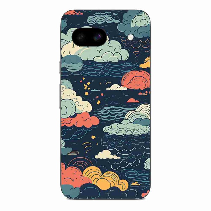 A fedél kompatibilis a Google Pixel 8A szilikongél Tpu modellel, Mystic Night Sky