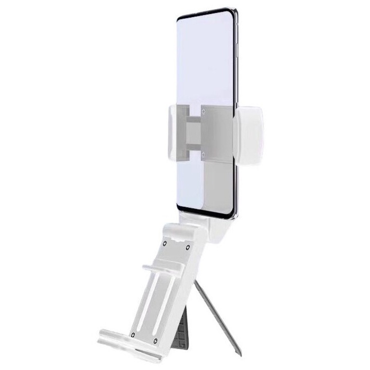 YSBER Поставка за телефон за пътуване, мултифункционална, въртене на 360°, ABS, Бяла, 9x3.5x3.5cm