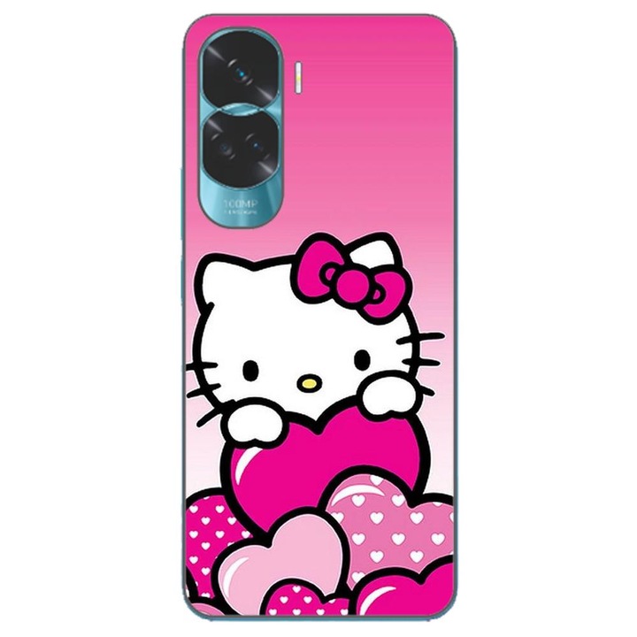 Капак, съвместим с модел Honor 90 Lite 5G Silicon Gel Tpu Hello Kitty Pink Hearts