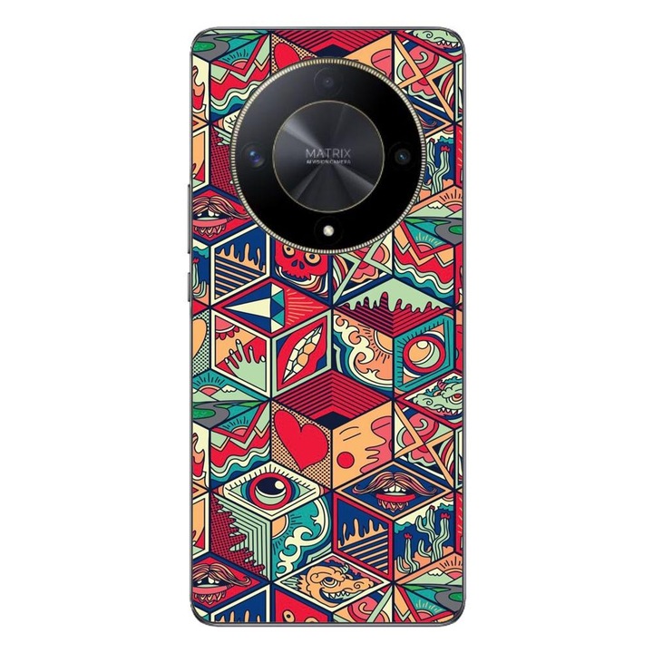Капак, съвместим с Honor Magic6 Lite Silicon Gel Tpu Pop Art Geometric Model