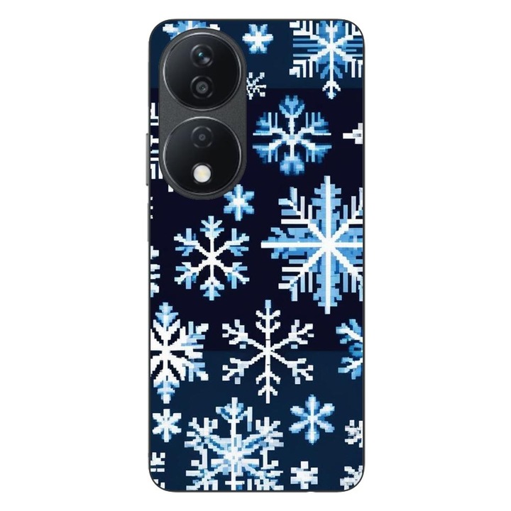 Husa compatibila cu Honor X7b Silicon Gel Tpu Model Pixel Art Snowflakes