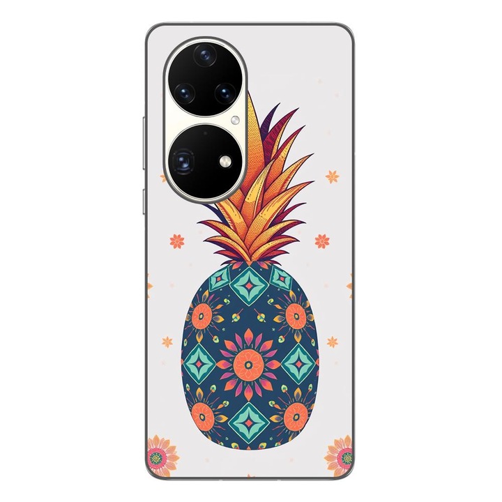Капак, съвместим с Huawei P50 Pro Silicone Gel Tpu Floral Pineapple Model