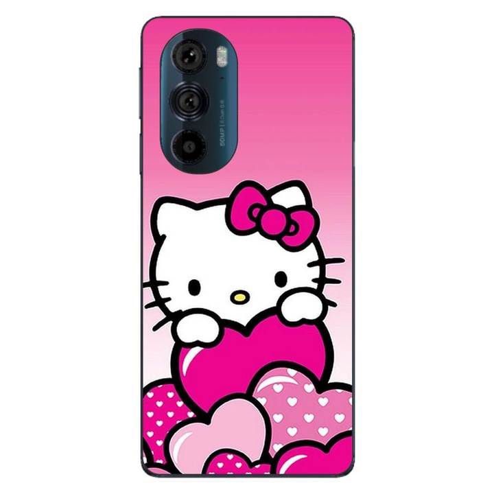 Husa compatibila cu Motorola Edge 30 Pro Silicon Gel Tpu Model Hello Kitty Pink Hearts