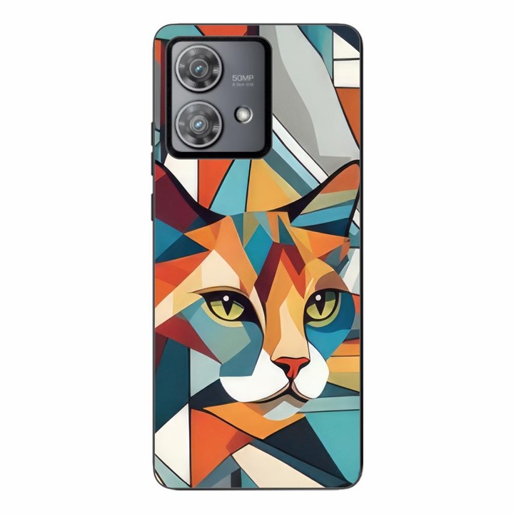 Husa compatibila cu Motorola Edge 40 Neo Silicon Gel Tpu Model Cubic Cat Art