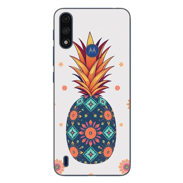 Husa compatibila cu Motorola Moto E7 Power Silicon Gel Tpu Model Floral Pineapple