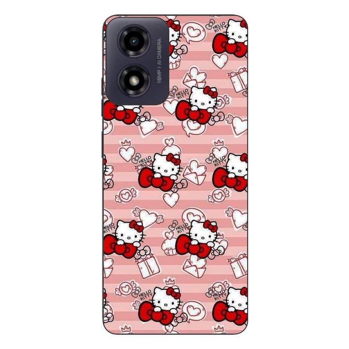 Husa compatibila cu Motorola Moto G24 Silicon Gel Tpu Model Hello Kitty Roz Pattern