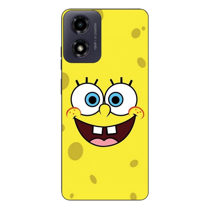 Капак, съвместим с Motorola Moto G24 Silicon Gel Tpu Модел Spongebob Happy