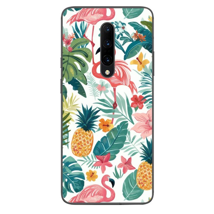 Husa compatibila cu OnePlus 7 Pro Silicon Gel Tpu Model Tropical Pattern