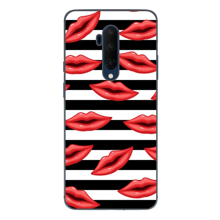 Husa compatibila cu OnePlus 7T Pro Silicon Gel Tpu Model Striped Kisses