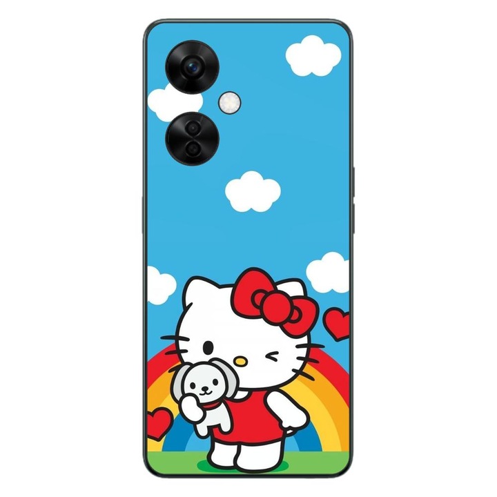 Капак, съвместим с OnePlus Nord CE3 Lite Silicone Gel Tpu Модел Hello Kitty Rainbow
