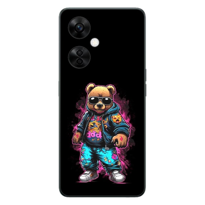 Капак, съвместим с OnePlus Nord CE3 Lite Silicon Gel Tpu Model Bear Cool Black