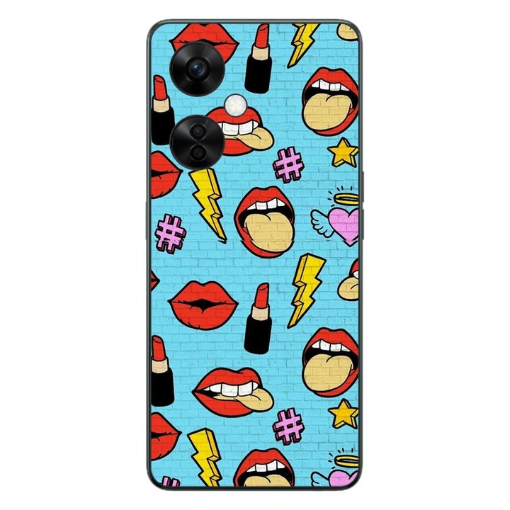Капак, съвместим с OnePlus Nord CE3 Lite Silicon Gel Tpu Model Pop Art Lips