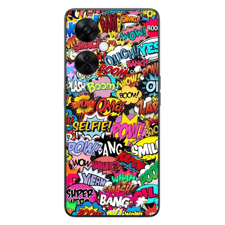 Калъф, съвместим с OnePlus Nord CE3 Lite Silicone Gel Tpu Pop Art Pow Wow Boom Model