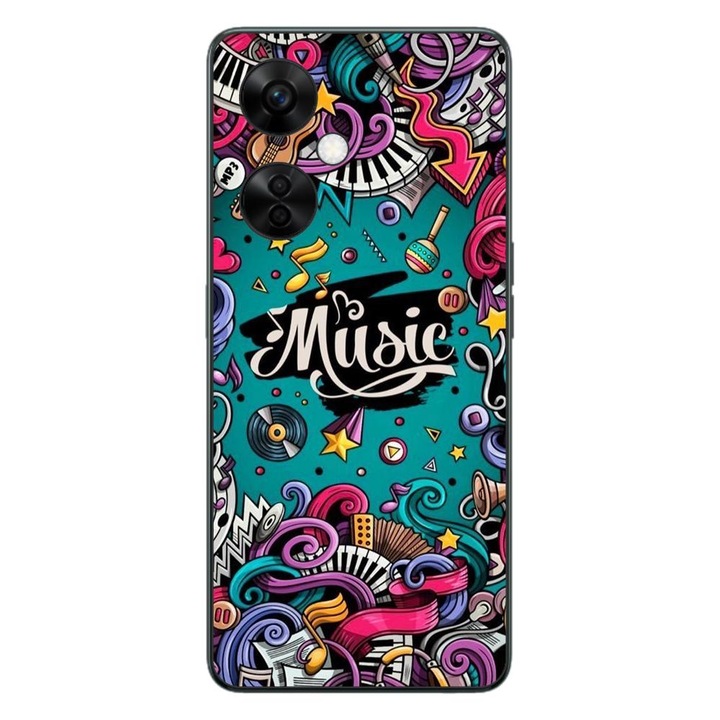 Капак, съвместим с модел OnePlus Nord CE3 Lite Silicon Gel Tpu Pop Art Music