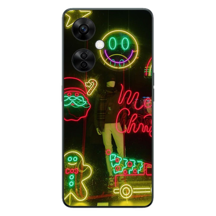 Калъф, съвместим с OnePlus Nord CE3 Lite Silicone Gel Tpu Christmas Model Showcase Neon Lights