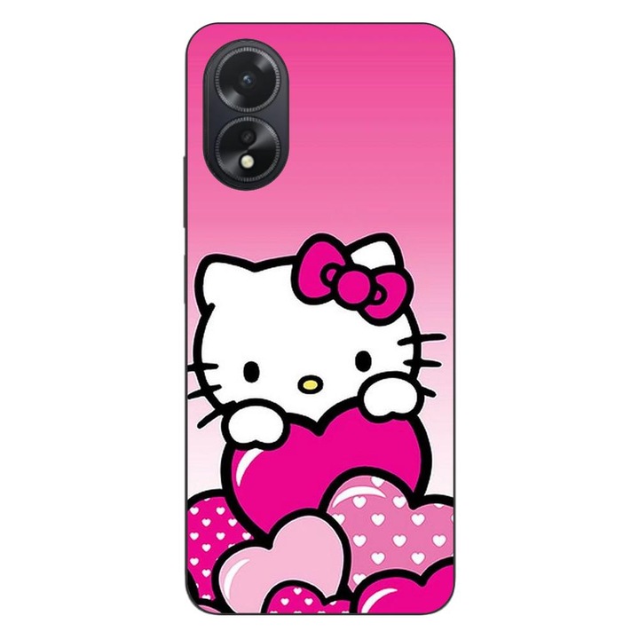 Капак, съвместим с модел Oppo A18 4G Silicon Gel Tpu Hello Kitty Pink Hearts